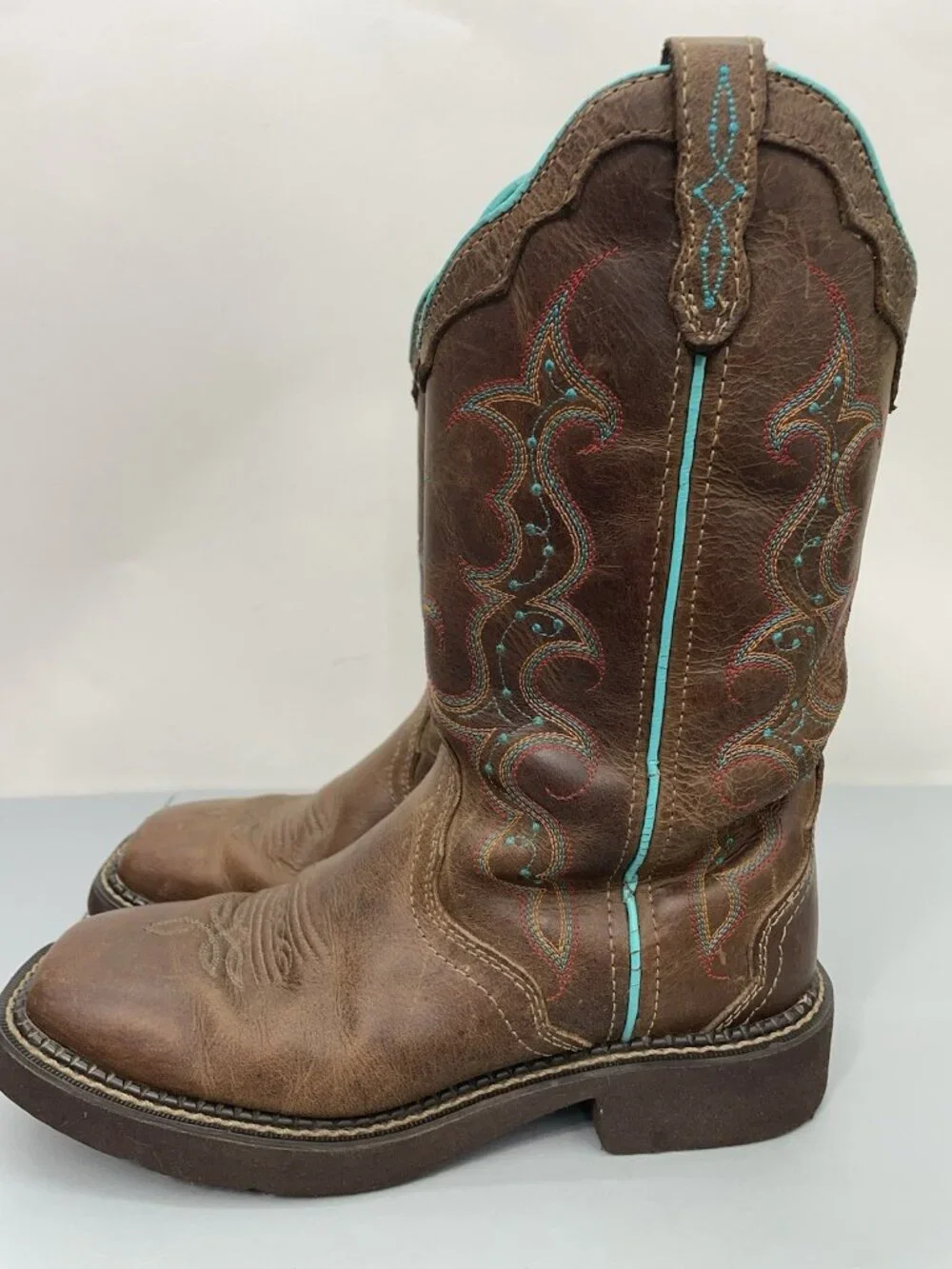 Justin Gypsy Raya Cowboy Boots Western Square Toe Distressed Brown Womens 7 - Picture 6 of 16